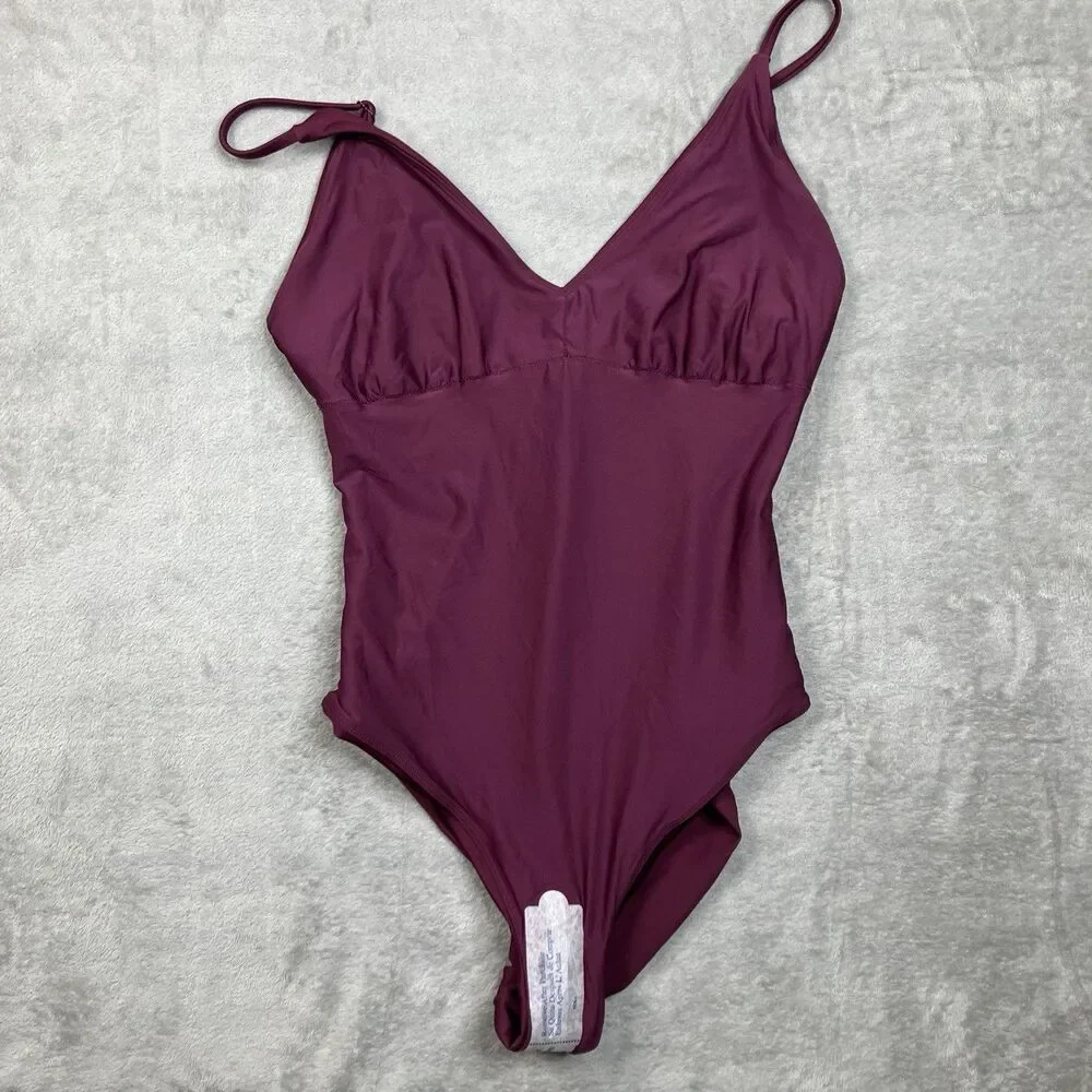 J Crew Lana One-Piece Womens 12 Burgundy Classic Sculpt Luxe Beach Resort CI367